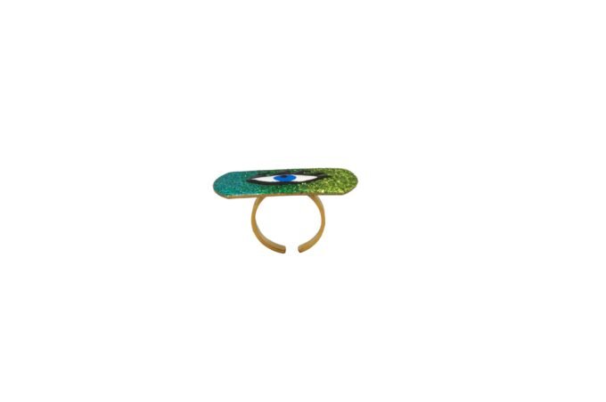 Evil Eye TAG glitter ring